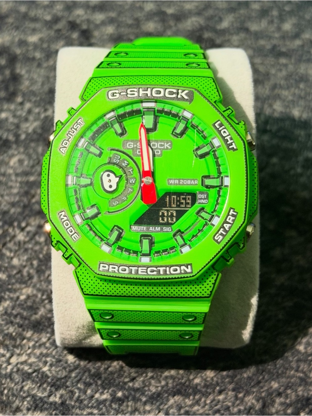 G-Shock Bright Green Analog-Digital Watch with Red Hand